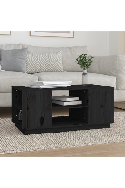 Concept Masă de cafea, neagră, 90x49x40,5 cm, lemn masiv de pin