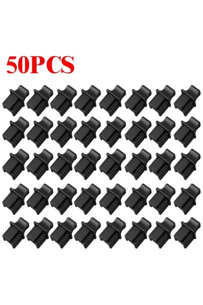 Choice10 أسود - 50 قطعة (50/30/20/10 قطع) سدادات غبار سيليكونية لغطاء منفذ إي...