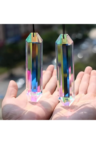 Choice قلادة نافذة كريستالية متعددة الألوان مكونة من قطعتين، بتصميم موشوري، م...