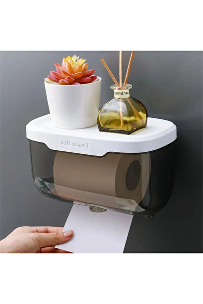 Choice حامل ورق تواليت أسود مقاوم للماء يُثبت على الحائط، رف تخزين لفافة ورق ...