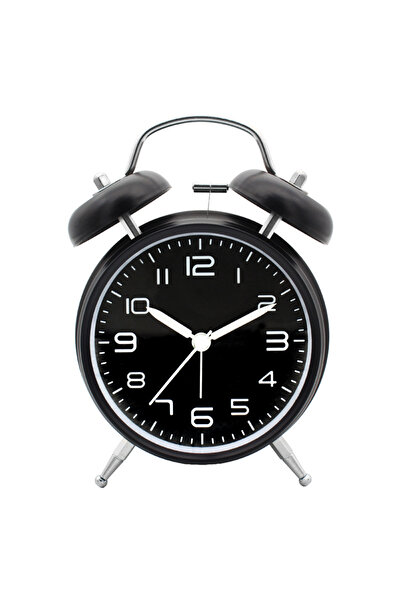 Choice ساعة منبه سوداء مزدوجة الجرس مقاس 4 بوصات بصوت عالٍ، بإطار معدني، وقرص...