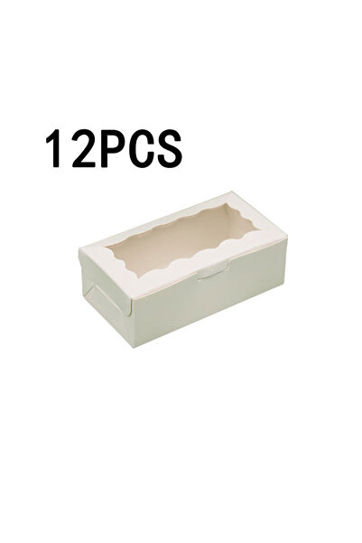 Choice 12 قطعة من حافظات الكيك البيضاء، مقاس 13.5 × 7 × 5 سم، صندوق مربع بغطا...