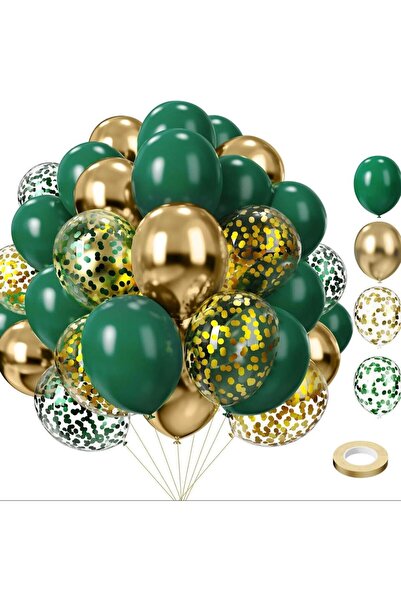 Choice O 12INCH HG9143 75Pcs Green Gold Mixed Ballo Set for Baby Showers Birt...