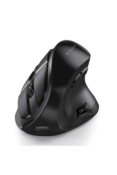 Choice1 ماوس سيندا اللاسلكي العمودي الأسود، قابل لإعادة الشحن، مريح، بتقنية ب...