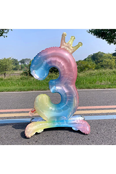 choice2 32inch 3 32 inch Rainbow Gradient Digital Standing Balloon Aluminum F...