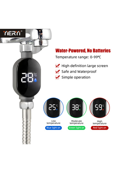 Choice Yieryi LED Water-Powered Shower Thermometer Digital Hot Tub Faucets Re...