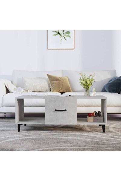 Concept Τραπεζάκι σαλονιού, γκρι σκυροδέματος, 102x50x40 εκ., επεξεργασμένο ξύλο