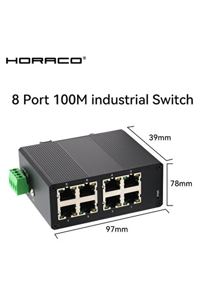 Choice مفتاح صناعي ZX-SF08i من HORACO، 8 منافذ، بسرعة 100 ميجابت/ثانية، مفتاح...