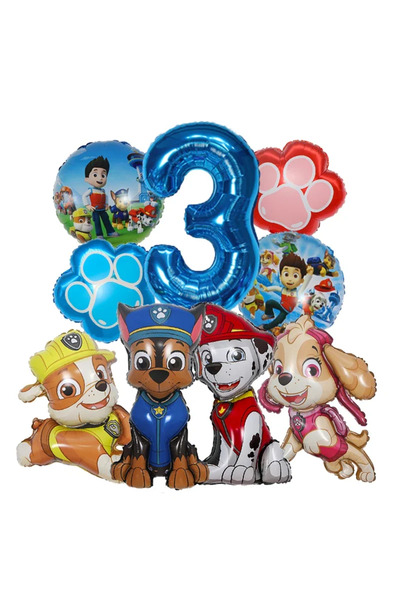 Choice8 PAW PATROL 32inch Number 3 9pcs Cartoon Paw Patrol Theme Foil Balloon...
