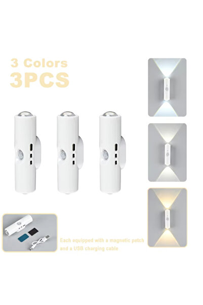 Choice6 3pcs 3 color Double-head LED Night Light with Motion Sensor RGB Recha...