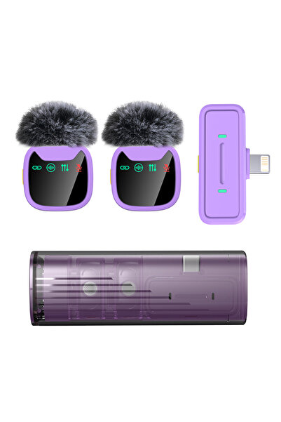 Choice Purple For IOS LED Display Wireless Lavalier Microphone for Smartphone...