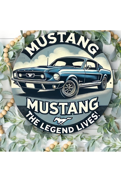 Choice لوحة معدنية دائرية من الألومنيوم لسيارة موستانج كلاسيك، مقاس 20 × 20 س...