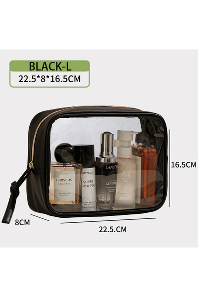 Choice حقيبة تنظيم مكياج شفافة من مادة PVC سوداء اللون، مناسبة للسفر والاستخد...