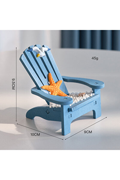 Choice1 تماثيل كراسي شاطئ خشبية صغيرة باللون الأزرق المتوسطي، طراز 3، لتزيين ...