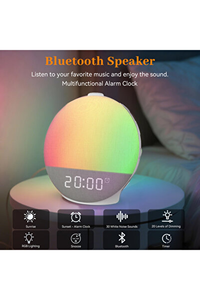 Choice ساعة منبه ذكية مع ضوء إيقاظ، ساعة منبه شروق الشمس، جهاز ضوضاء بيضاء، م...