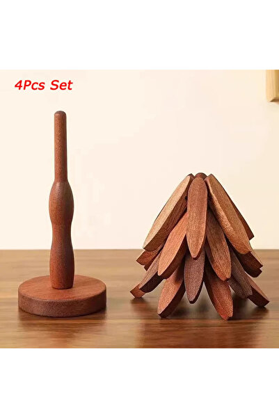 Choice1 مجموعة كبيرة من 4 قطع، 3/4/5 قطع، حامل خشبي من بامبو بتصميم شجرة، مزخ...