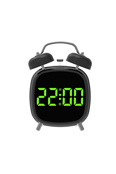 choice2 D25027-BG ساعة إنذار معدنية عالية الصوت مزودة بشاشة LED تعمل بمنفذ US...