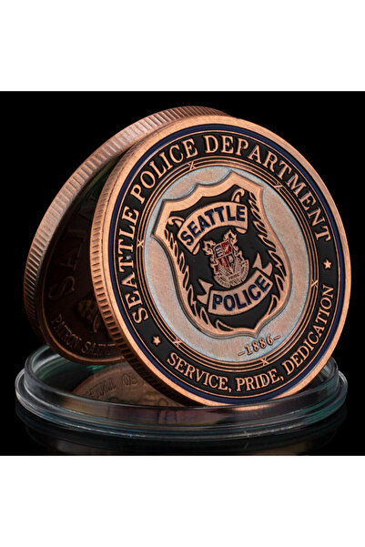 Choice عملة تذكارية مطلية بالبرونز من قسم شرطة سياتل الأمريكية، باللون الرماد...