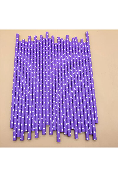 Choice B 25 Pcs Straws Purple Disposable Eco-friendly Paper Birthday Party Dr...