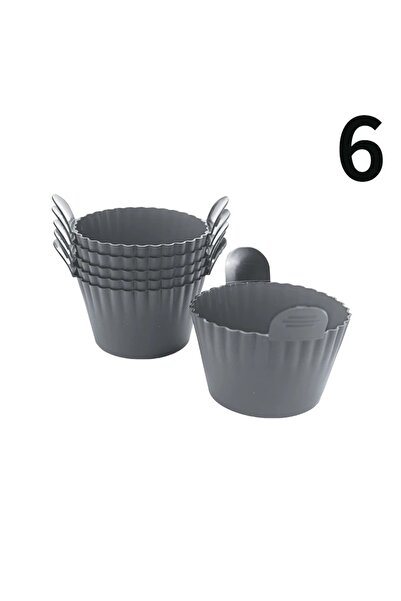 Choice مجموعة من 6 قطع من السيليكون الرمادي، مناسبة لقلاية الهواء، لتحضير الب...