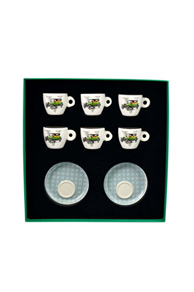 VITELLI DUBAI طقم فناجين إسبريسو من البورسلين بتصميم سيارات كلاسيكية من عشرين...