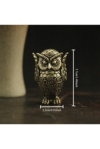Choice 1pc Vintage Solid Brass Owl Statue Ear Covering Animal Sculpture Deskt...