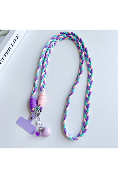 Choice4 حبل تعليق للهاتف المحمول مصنوع يدويًا من بوليستر /النايلون باللون الأ...