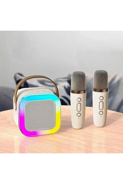 Choice جهاز كاريوكي K12 بيج اللون، مزود بميكروفونين، ونظام مكبر صوت بلوتوث 5....