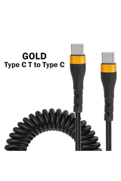 Choice كابل شحن سريع من النوع C إلى النوع C بطول 1.8 متر، ذهبي اللون، بقوة 12...