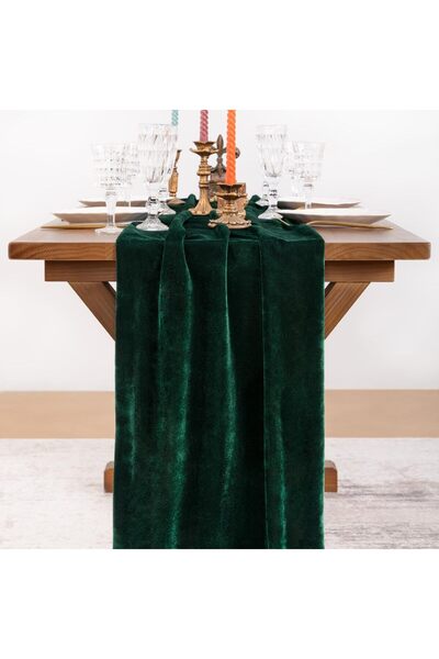 Choice1 مفرش طاولة طويل مخمل أخضر قطعة واحدة، مقاس 70×300 سم، قطعة واحدة، ديك...
