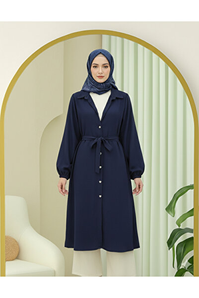 bellura Elastic Sleeves, Lace-Up Waist, Muslin Tunic