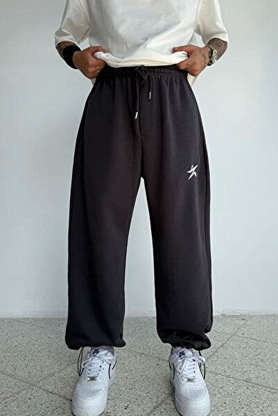 WEARTEX Yıldız Baskılı Kışlık Kumaş Ayarlanabilir Paça Bol Eşofman Altı