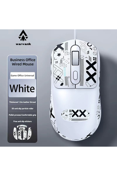 Choice ماوس G580 سلكي أبيض اللون بأسلاك USB، بتصميم مريح مناسب للمكتب والألعا...