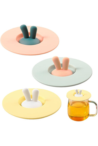 Choice غطاء كوب من السيليكون مكون من 3 قطع بتصميم آذان قطة على شكل أرنب، غطاء...