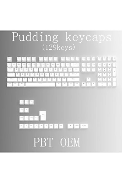 Choice Pudding White 129 Key White Pudding PBT Double Shot Keycaps OEM Profil...