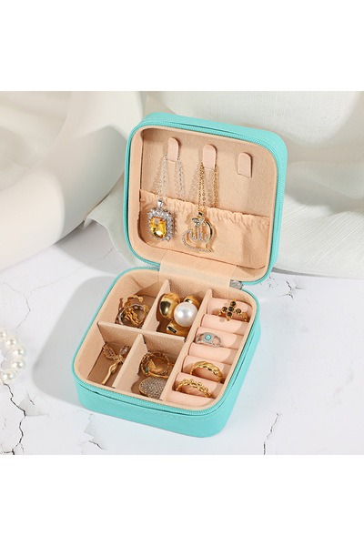 Choice علبة تخزين مجوهرات صغيرة زرقاء اللون، محمولة للاستخدام المنزلي والسفر،...