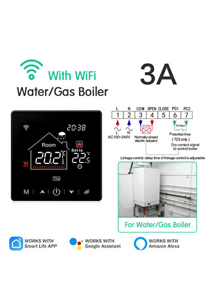 Choice1 3A Boiler Floor Heating Thermostat Tuya WiFi Programmable Temperature...