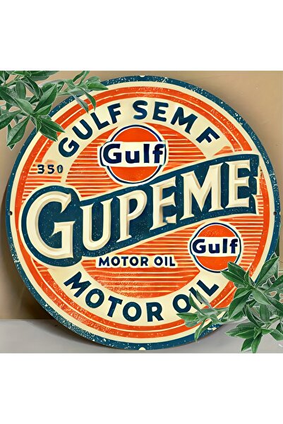 Choice Round 20X20CM Gulf Oil "Retro Metal 19.81X19.81 cm Circular Aluminum P...