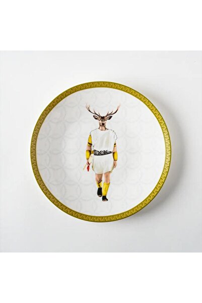 VITELLI DUBAI طبق بورسلين روماني عليه صورة غزال، قطره 25 سم