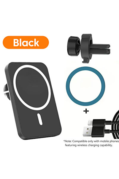 Choice1 شاحن لاسلكي مغناطيسي للسيارة بقوة 15 واط، أسود اللون، يُثبّت على فتحة...