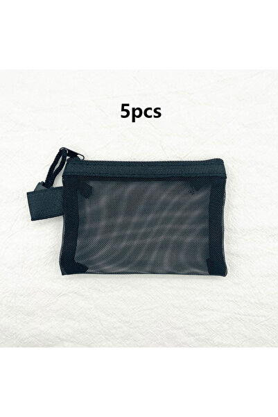 Choice 11.3-8.4cm 5pcs-black 5-piece set of mini zipper mesh bags; makeup sto...