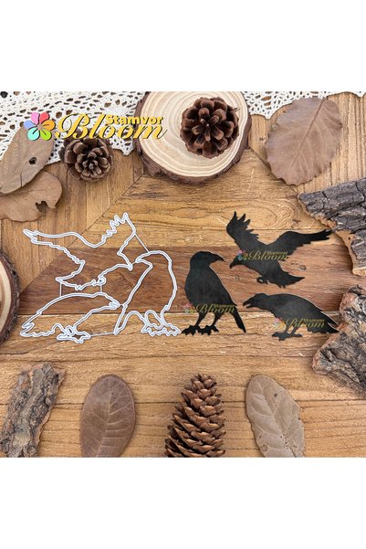 Choice Original Retro Halloween Birds Crows Metal Cutting Dies Scrapbooking D...