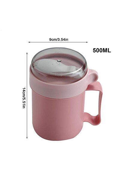Choice Pink Portable Breakfast Cups 500ml Oatmeal Cereal Nut Yogurt Salad Cup...