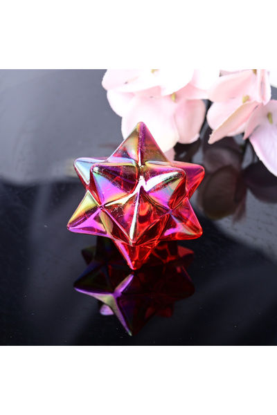 Choice نجمة كريستالية حمراء هالة بألوان قوس قزح، طولها 3-5 سم - نجمة مكابا كو...