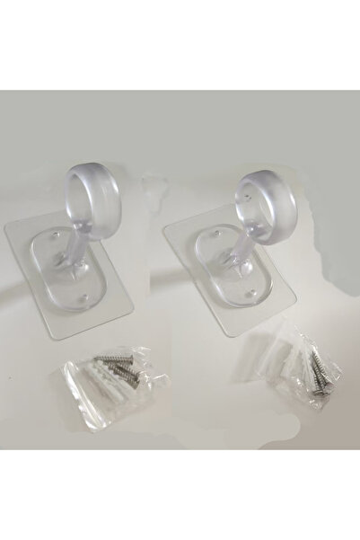 Choice1 Transparent 2pcs 2pcs Heavy-Adhesive Ceiling Curtain Rod Brackets - N...
