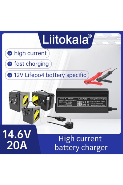 Choice شاحن بطاريات عالي التيار من Liitokala، طراز NWE-14.6V20Ah، بقدرة 20 أم...