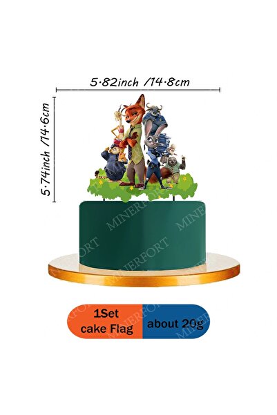 Choice14 Cake flag 1pcs 2 Zootopia Cartoon Themed Paper Plate Cup Napkin Stra...