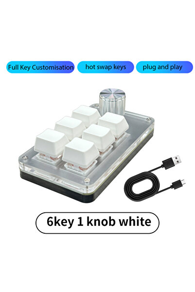 Choice3 6key 1 knob white Mini Macro Mechanical Keyboard 3/4/6 Keys USB RGB G...