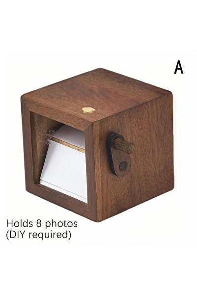 Choice1 ألبوم صور خشبي ميكانيكي يدوي الصنع، مزود بصندوق خشبي، يحتوي على صفحات...