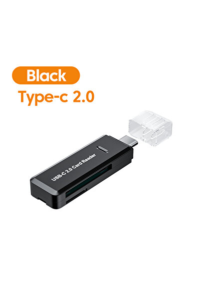 Choice قارئ بطاقات متعدد الوظائف 3 في 1 من النوع C، أسود اللون، يدعم التخزين ...